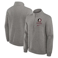 Sweat-shirt à demi-zip Nike gris chiné Florida State Seminoles Primetime Club pour homme