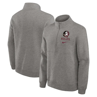 Sweat-shirt à demi-zip Nike gris chiné Florida State Seminoles Primetime Club pour homme