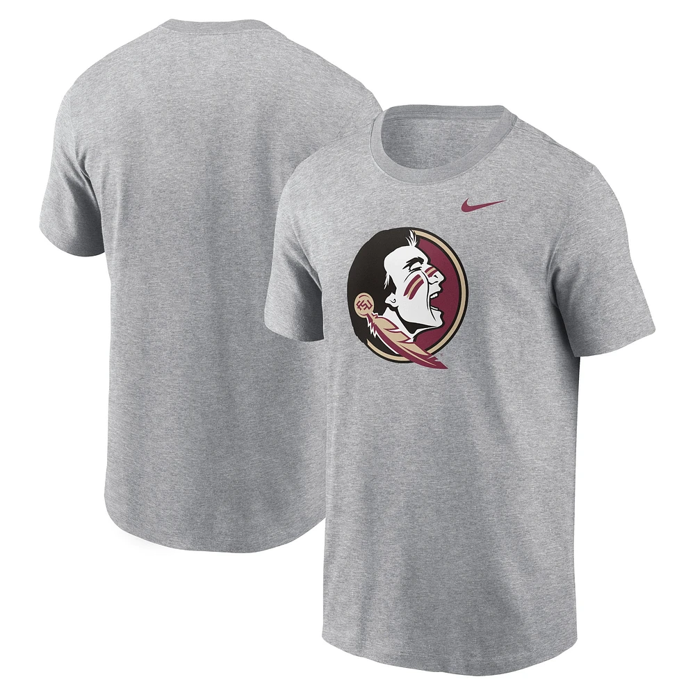 Men's Nike Heather Gray Florida State Seminoles Primetime Evergreen Logo T-Shirt