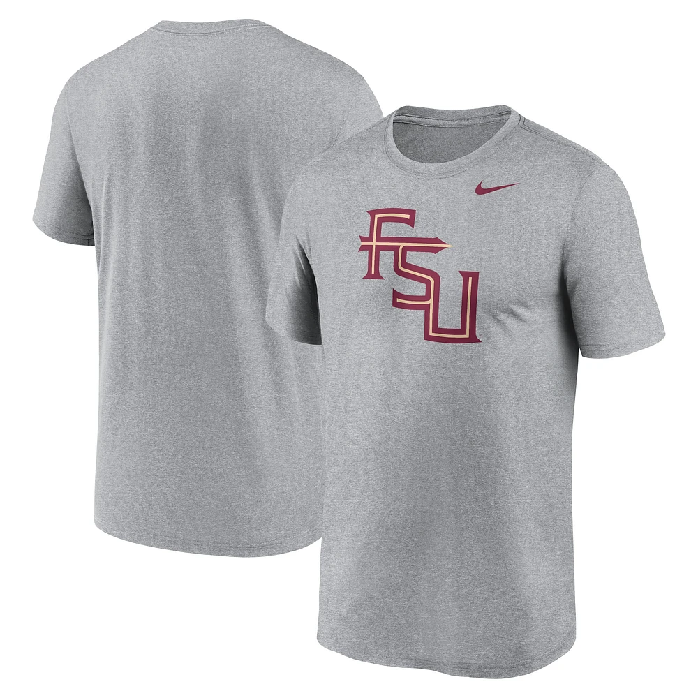 T-shirt Nike pour hommes, gris chiné, Florida State Seminoles Primetime Legend, logo alternatif