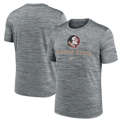 T-shirt Nike Primetime Velocity gris chiné pour homme des Florida State Seminoles