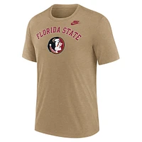T-shirt Nike pour homme, marron clair chiné, motif Legacy Arch, tri-blend, Florida State Seminoles