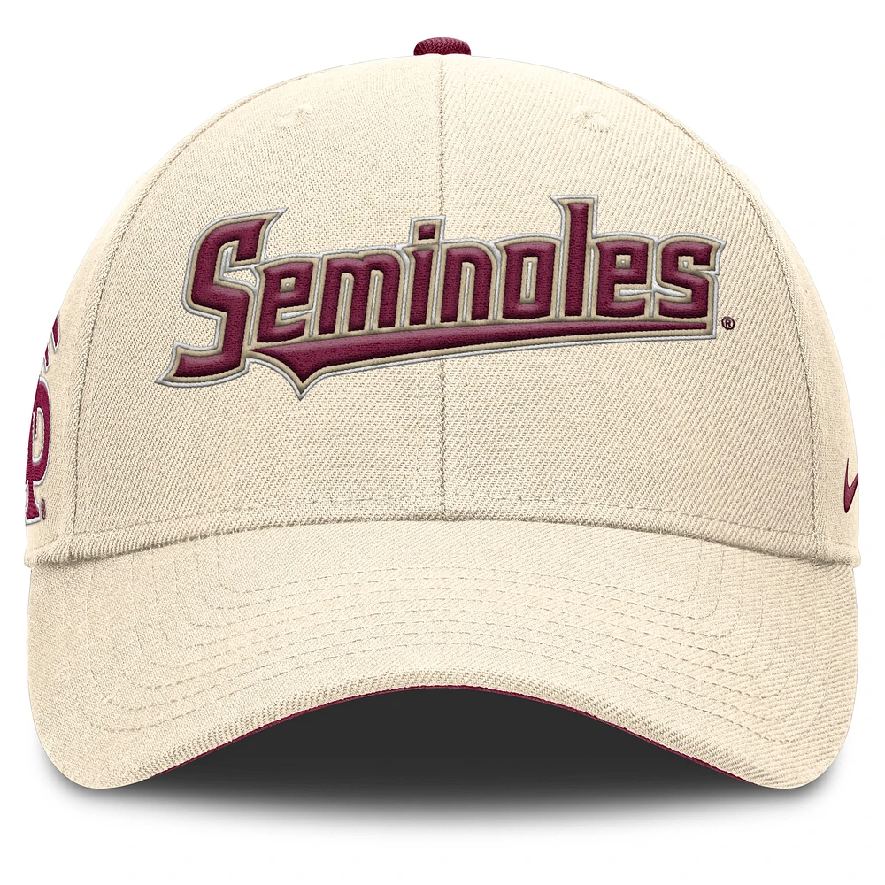 Casquette ajustable Nike Natural Florida State Seminoles Primetime Rise pour homme