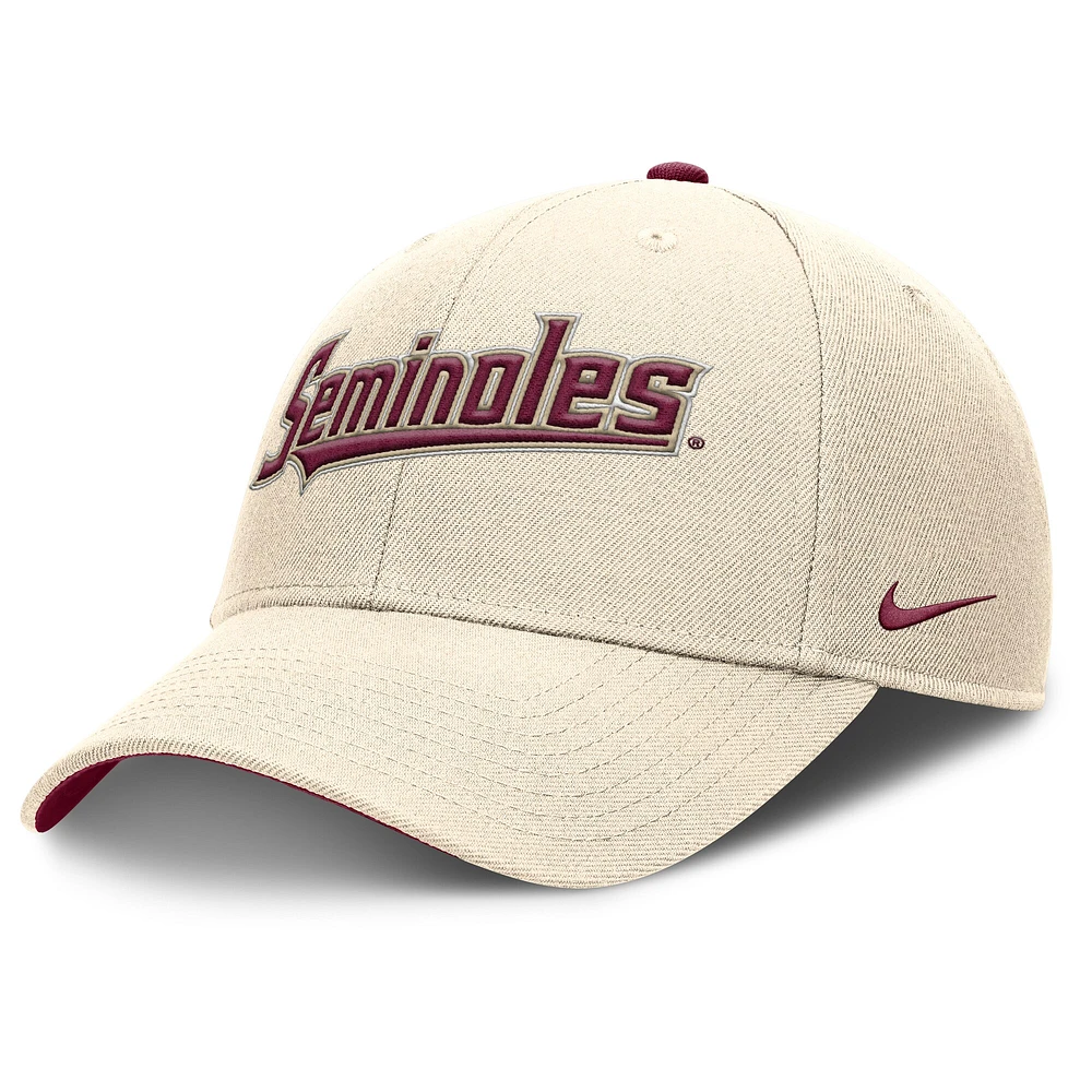 Casquette ajustable Nike Natural Florida State Seminoles Primetime Rise pour homme