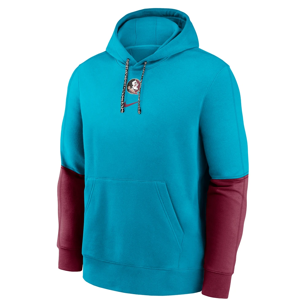 Sweat à capuche en polaire Sideline Club 2024 Florida State Seminoles turquoise Nike pour homme