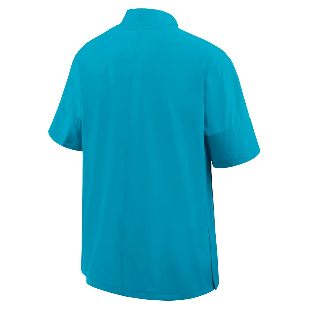 Men's Nike Turquoise Florida State Seminoles 2025 Sideline Short Sleeve Performance Quarter-Zip Coach Jacket