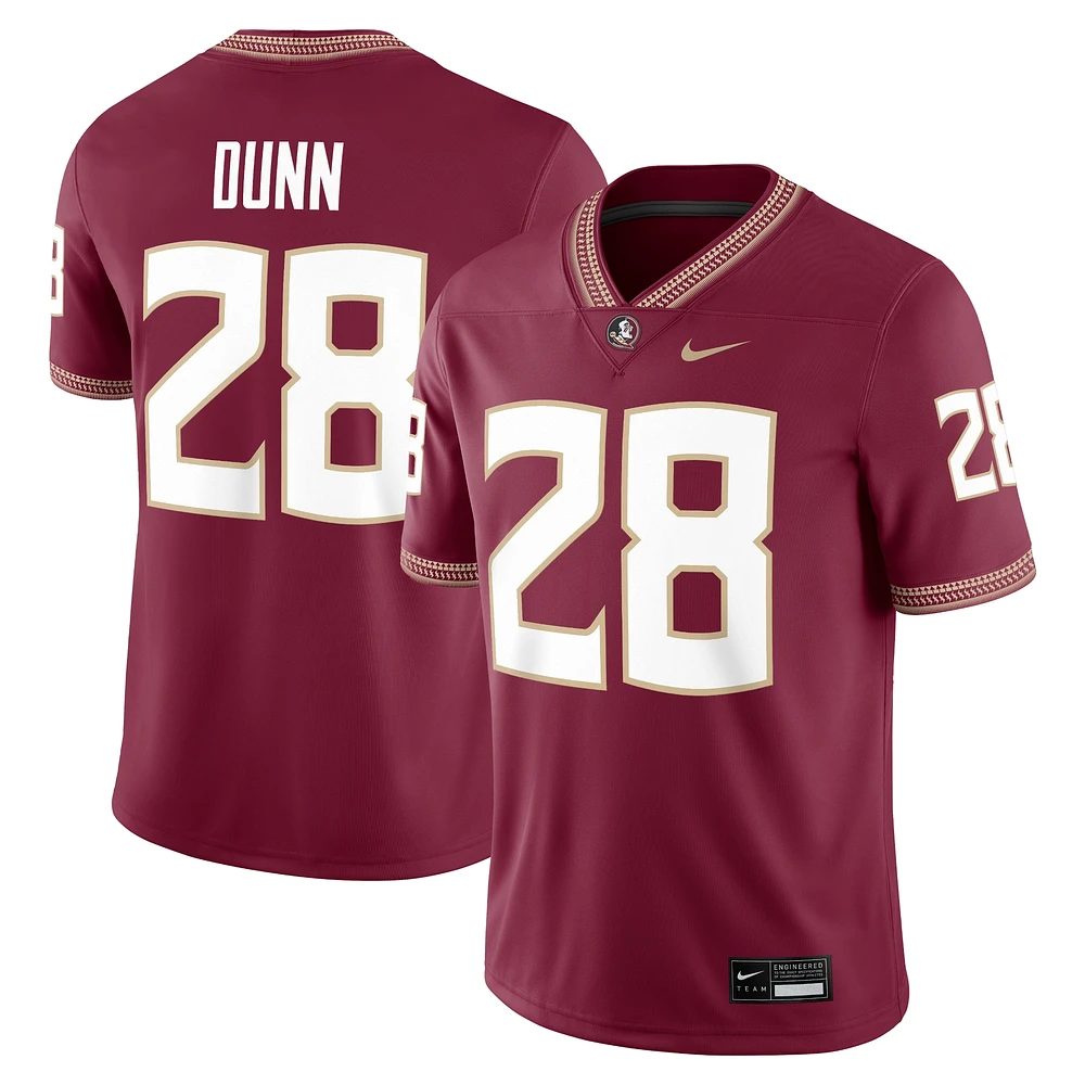 Maillot de match Nike Warrick Dunn Garnet Florida State Seminoles Alumni pour homme