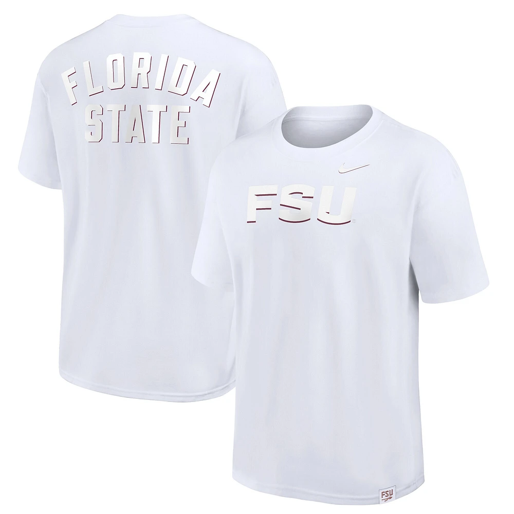 T-shirt Nike blanc pour homme Florida State Seminoles 2-Hit Statement Max90