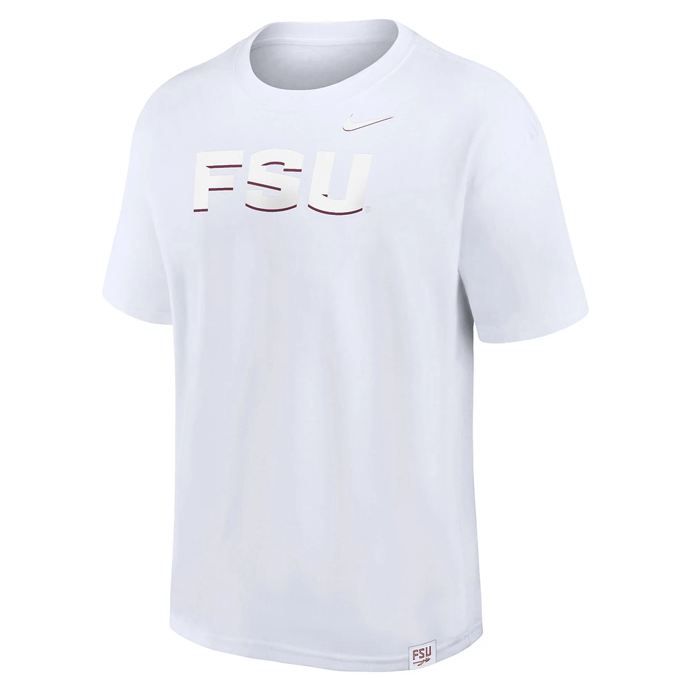 T-shirt Nike blanc pour homme Florida State Seminoles 2-Hit Statement Max90