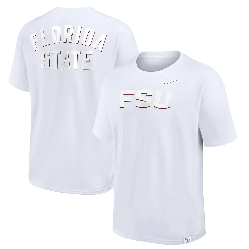 T-shirt Nike blanc pour homme Florida State Seminoles 2-Hit Statement Max90