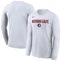 T-shirt à manches longues Nike pour homme Florida State Seminoles 2025 On-Court Bench Blanc