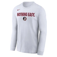 T-shirt à manches longues Nike pour homme Florida State Seminoles 2025 On-Court Bench Blanc