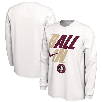 Men's Nike White Florida State Seminoles Ball Bench Long Sleeve T-Shirt