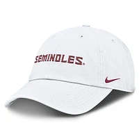 Men's Nike White Florida State Seminoles Core Club Mascot Wordmark Adjustable Hat