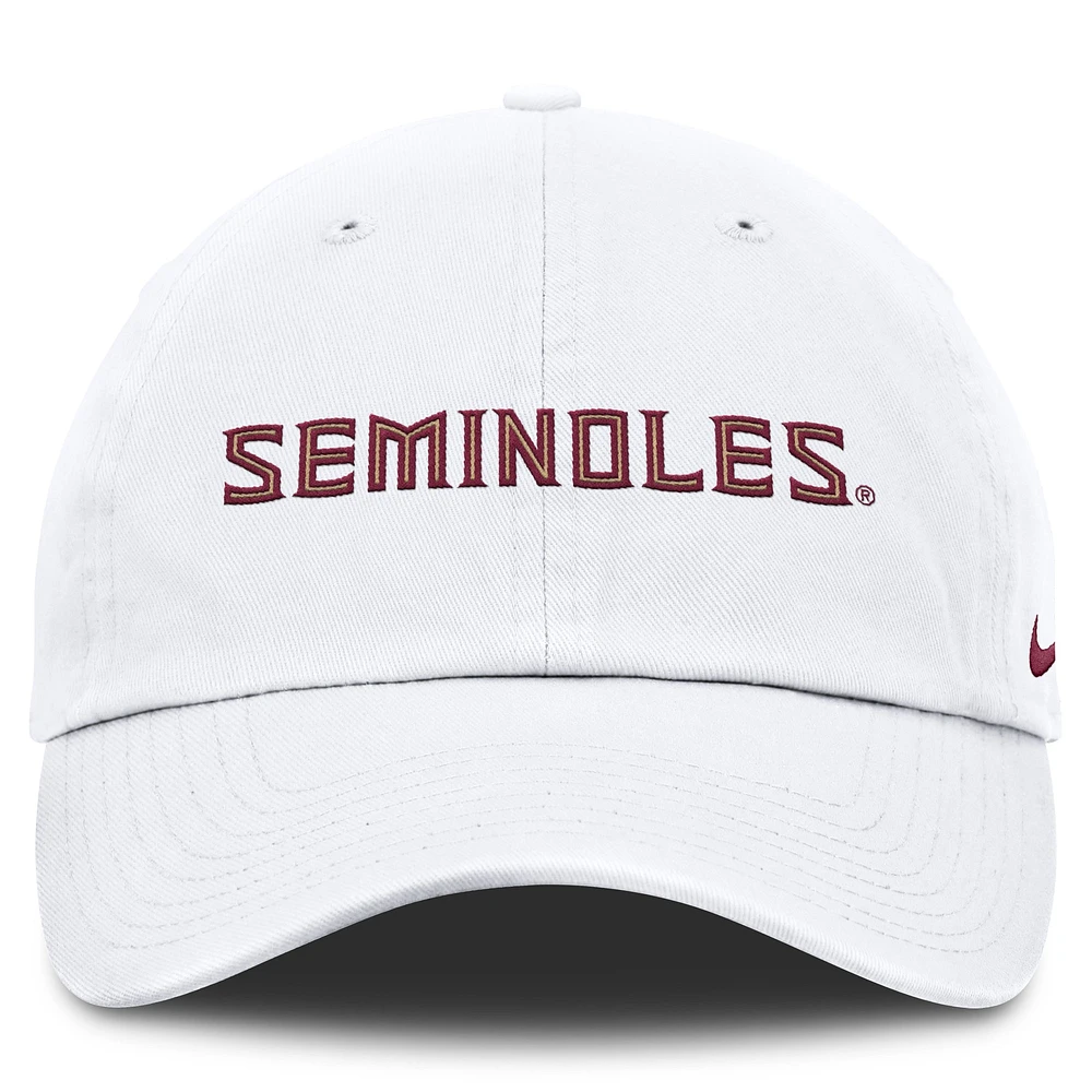 Men's Nike White Florida State Seminoles Core Club Mascot Wordmark Adjustable Hat