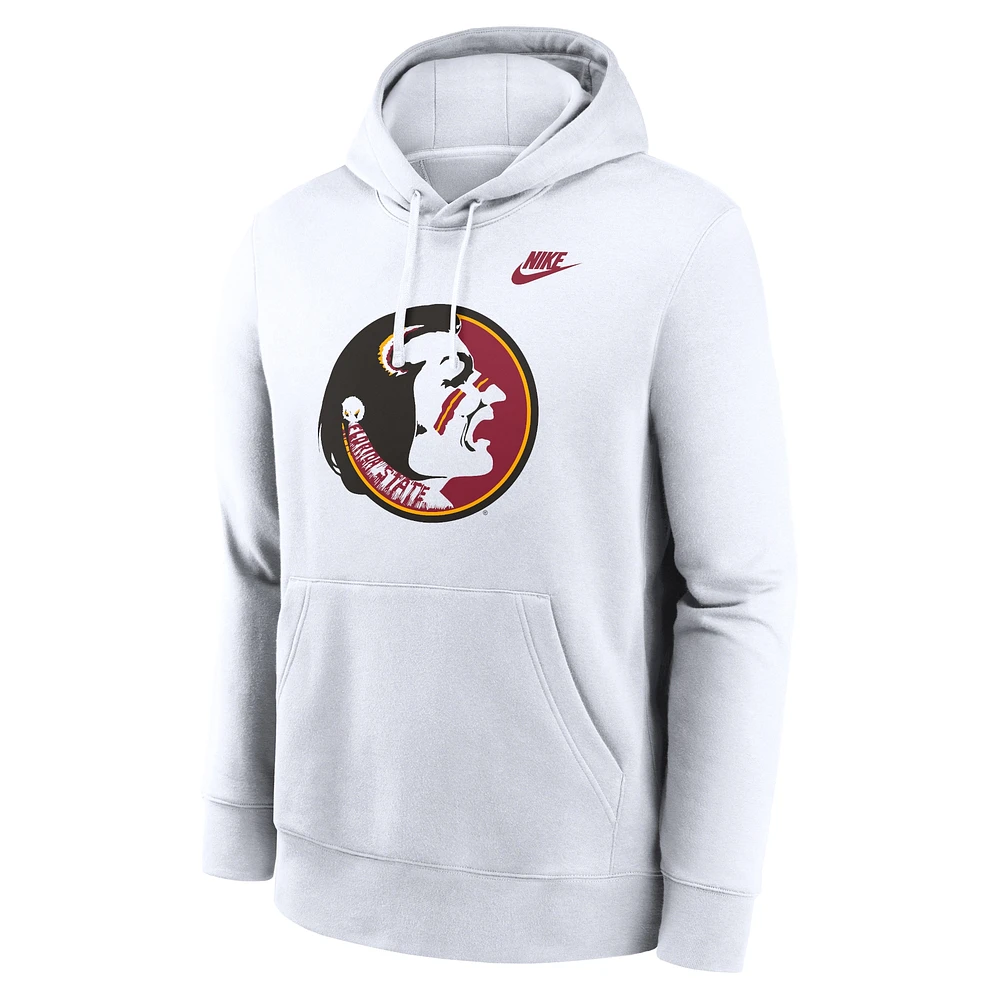 Sweat à capuche en polaire blanc Florida State Seminoles Legacy Logo Club pour homme de Nike