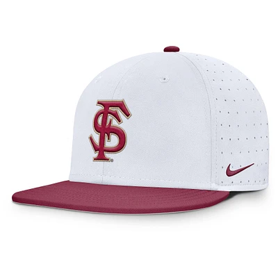 Casquette ajustée True Performance On-Field Dugout des Seminoles de l'État Floride pour homme Nike blanche