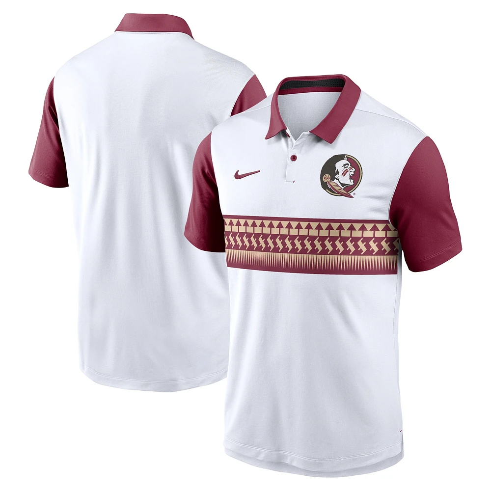 Polo Nike blanc Florida State Seminoles Primetime Campus Vapor Performance pour homme