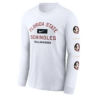 T-shirt à manches longues Nike blanc Florida State Seminoles Primetime Classic Location pour homme