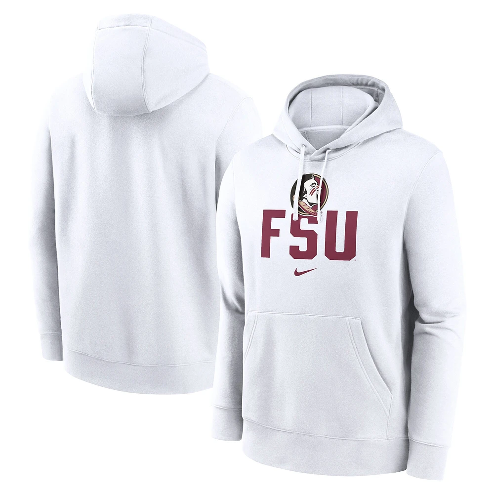 Sweat à capuche en polaire Nike Florida State Seminoles Primetime Club pour homme, blanc