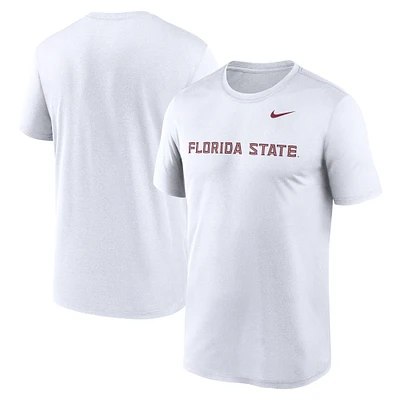 T-shirt Nike pour hommes, blanc, Florida State Seminoles Primetime Legend Wordmark