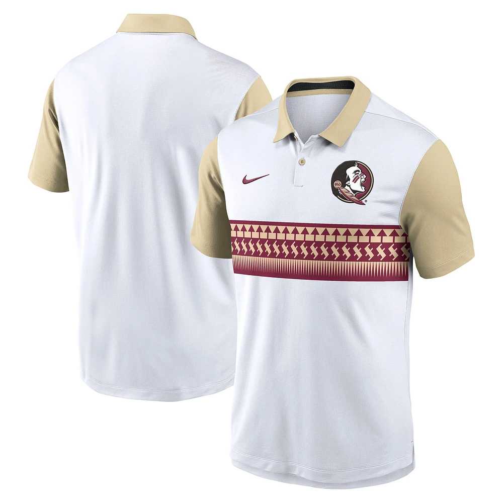 Polo Nike blanc Florida State Seminoles Vapor Performance pour homme