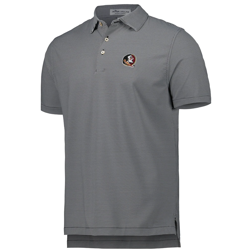 Men's Peter Millar Gray Florida State Seminoles Jubilee Striped Performance Jersey Polo