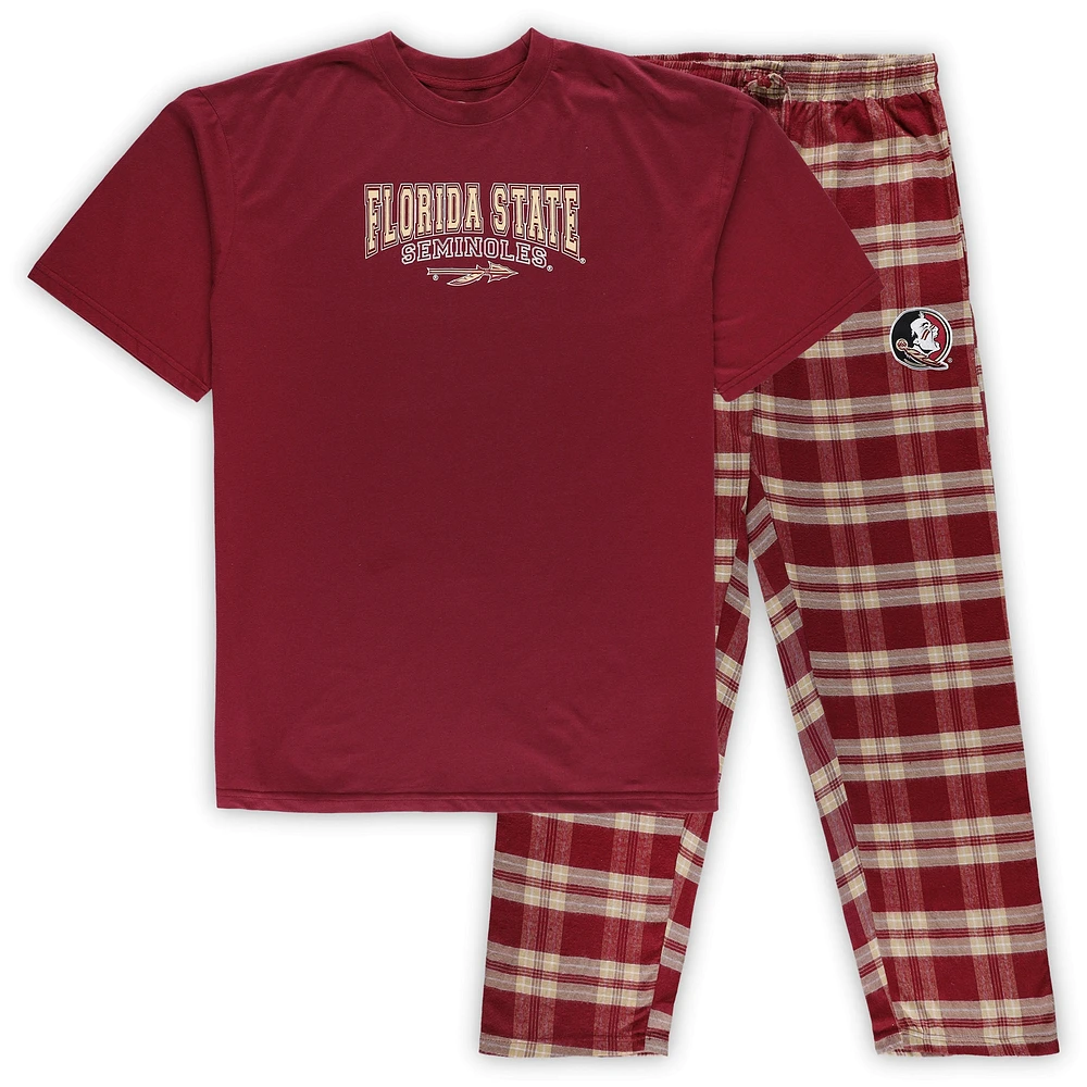 Ensemble de 2 t-shirts et pantalons en flanelle Profile Garnet/Gold pour hommes Florida State Seminoles Big & Tall