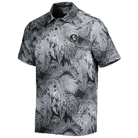 Men's Tommy Bahama Black Florida State Seminoles Coast Luminescent Fronds IslandZone Button-Up Camp Shirt