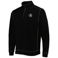 Men's Tommy Bahama Black Florida State Seminoles Sport Tobago Bay Tri-Blend Mock Neck Half-Zip Jacket