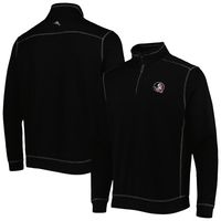 Men's Tommy Bahama Black Florida State Seminoles Sport Tobago Bay Tri-Blend Mock Neck Half-Zip Jacket