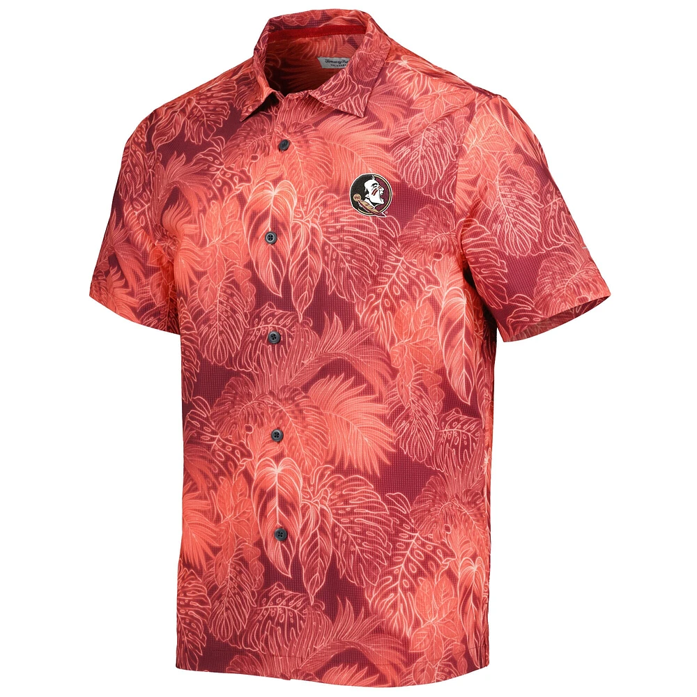 Tommy Bahama Garnet Florida State Seminoles Big & Tall Coast Luminescent Fronds IslandZone Chemise de camp boutonnée