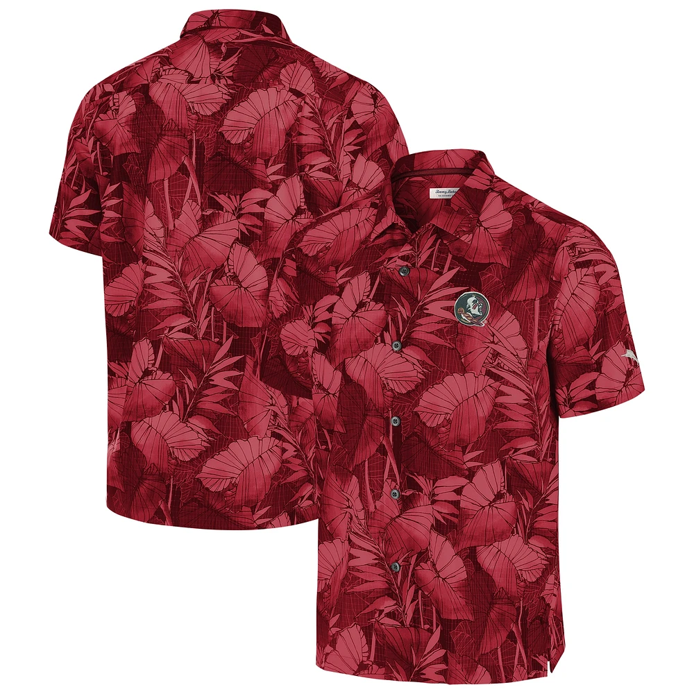 Chemise boutonnée pour homme Tommy Bahama Garnet Florida State Seminoles Big & Tall Coast Nuevo Fronds IslandZone