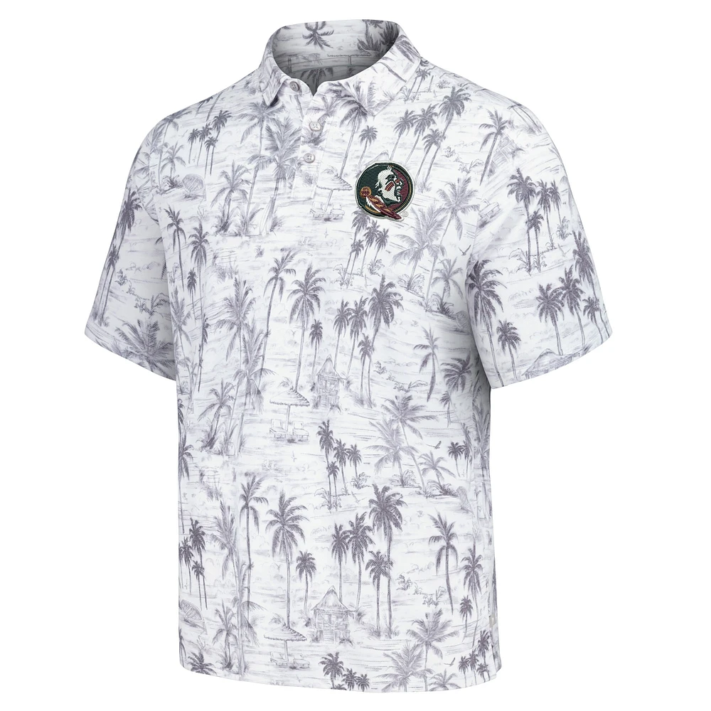 Men's Tommy Bahama Gray Florida State Seminoles Sport Cabana Shores IslandZone Tri-Blend Polo