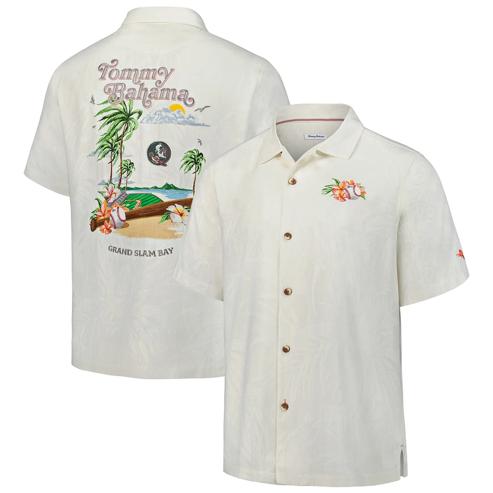 Men's Tommy Bahama White Florida State Seminoles Grand Slam Bay Camp Button-Up Shirt