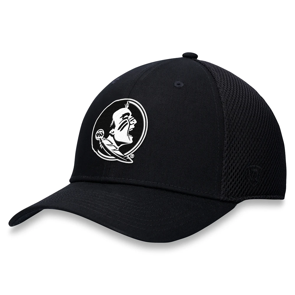 Men's Top of the World Black Florida State Seminoles Spacer Flex Hat