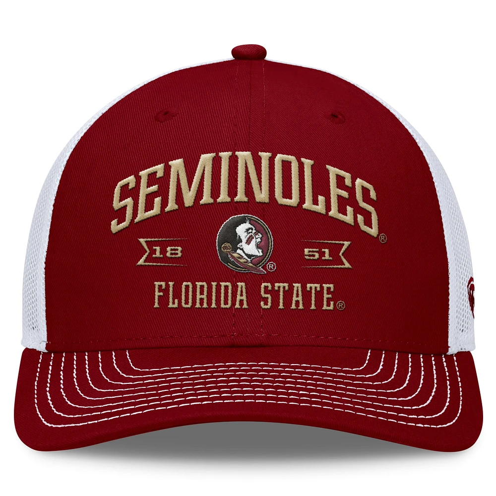 Men's Top of the World Garnet Florida State Seminoles Carson Trucker Adjustable Hat