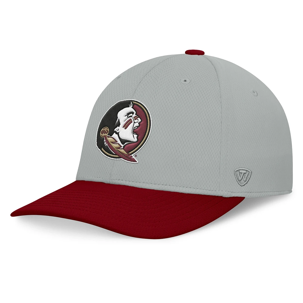 Men's Top of the World  Gray/Garnet Florida State Seminoles Mick Flex Hat