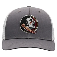 Men's Top of the World Gray/White Florida State Seminoles Victory Baseline Trucker Adjustable Hat
