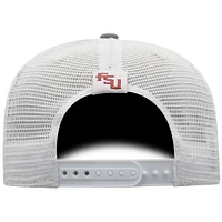 Men's Top of the World Gray/White Florida State Seminoles Victory Baseline Trucker Adjustable Hat