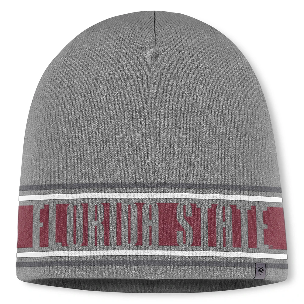 Bonnet tricoté Jace gris Top of the World pour homme des Florida State Seminoles