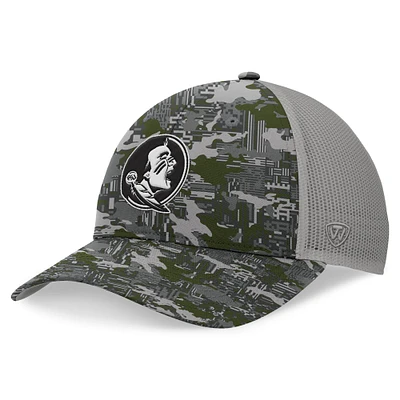 Casquette ajustable camouflage pour hommes, Top of the World, gris, Florida State Seminoles OHT, engagement militaire, camionneur