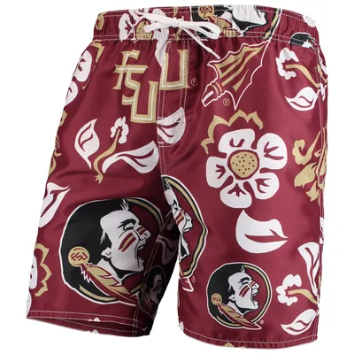 Florida State Seminoles Wes & Willy Floral Volley Swim Trunks - Garnet