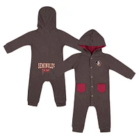 Newborn & Infant Colosseum Charcoal Florida State Seminoles Zando-Zan Waffle Full-Snap Hooded Romper