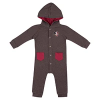 Newborn & Infant Colosseum Charcoal Florida State Seminoles Zando-Zan Waffle Full-Snap Hooded Romper