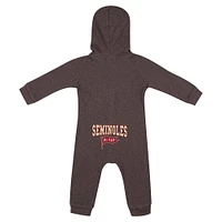 Newborn & Infant Colosseum Charcoal Florida State Seminoles Zando-Zan Waffle Full-Snap Hooded Romper