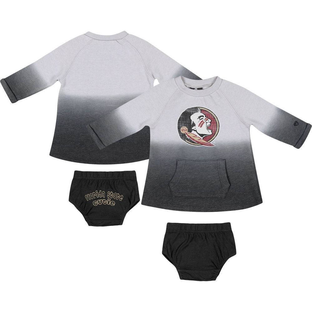 Newborn & Infant Colosseum Gray/Black Florida State Seminoles Hand Ombre Dress Bloomers Set