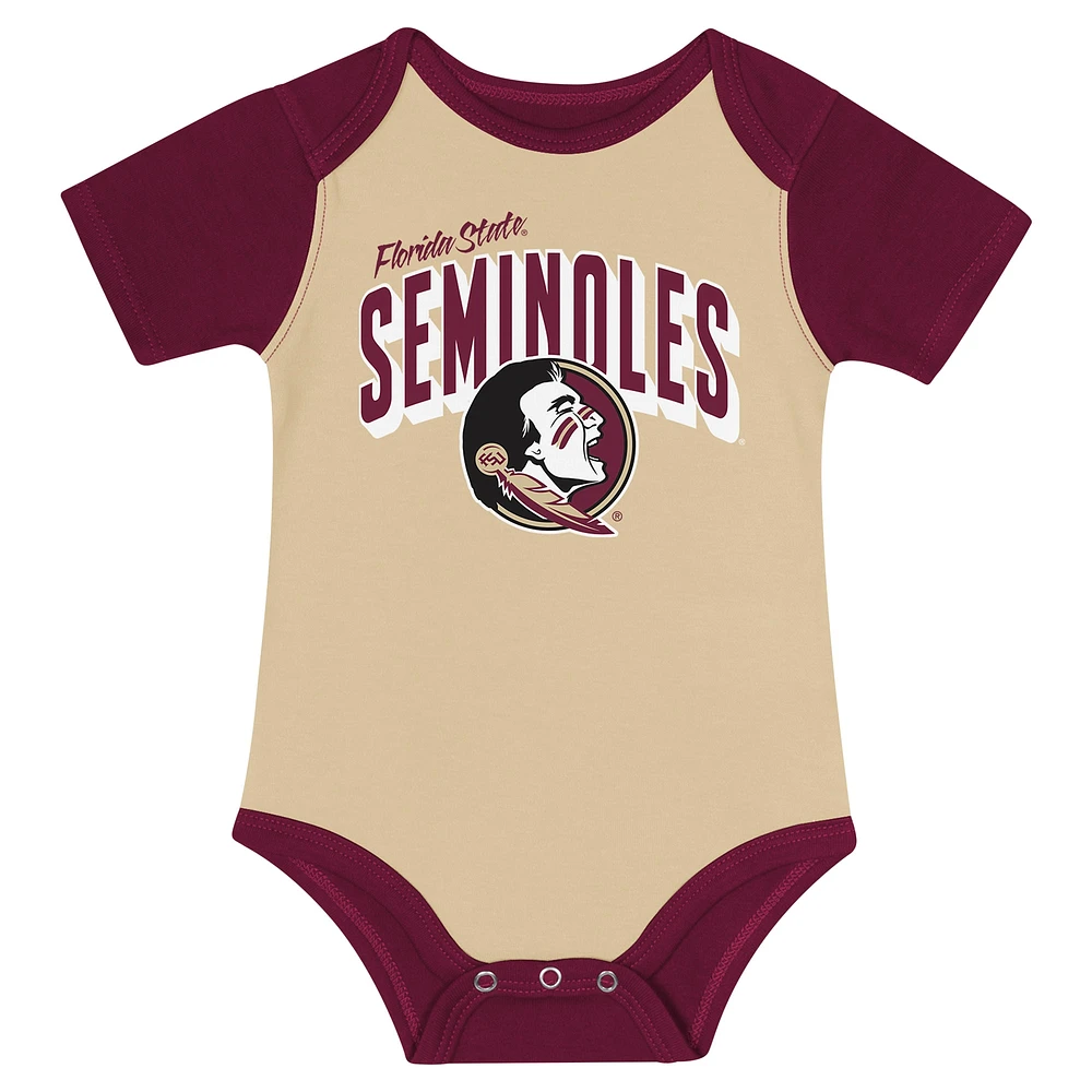 Newborn & Infant Florida State Seminoles Dynamic Duo Bodysuit, Bib Cuffed Knit Hat Set