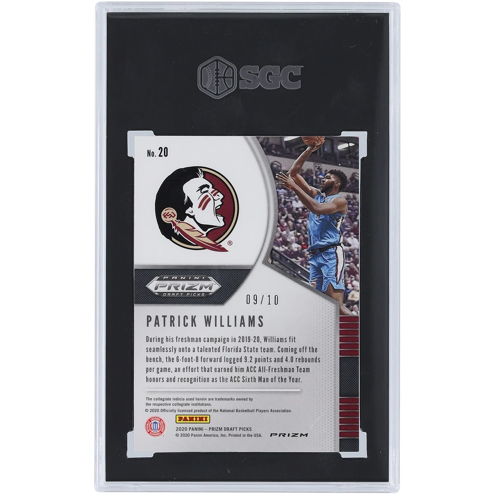 Patrick Williams Florida State Seminoles 2020-21 Panini Prizm DP Gold Prizm #20 #9/10 SGC Authenticated 9.5 Rookie Card