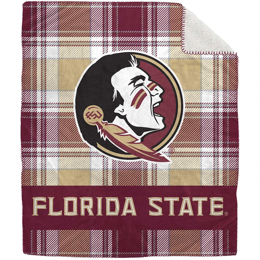 Pegasus Florida State Seminoles 50" x 60" Plaid Flannel Sherpa Plush Blanket